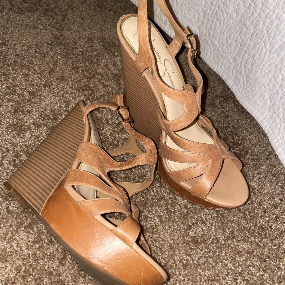 Jessica Simpson Tan Wedge Sandals